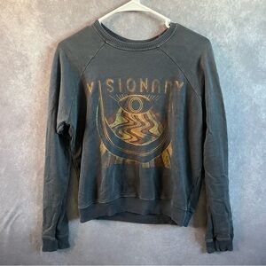 Dazey LA Visionary Graphic Sweatshirt Women S/M Faded Black Celestial Eye Raglan